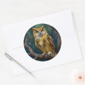 A Blue and Gold Majestic Owl   Ronde Sticker (Envelop)