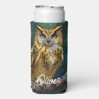 A Blue and Gold Majestic Owl   Seltzer Blikjeskoeler