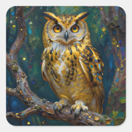 A Blue and Gold Majestic Owl Vierkante Sticker