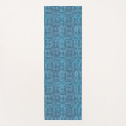 A blue yoga mat with a subtle geometric pattern  (Voorkant)