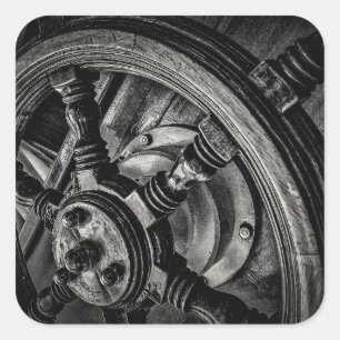 A Boat's Helm Vierkante Sticker