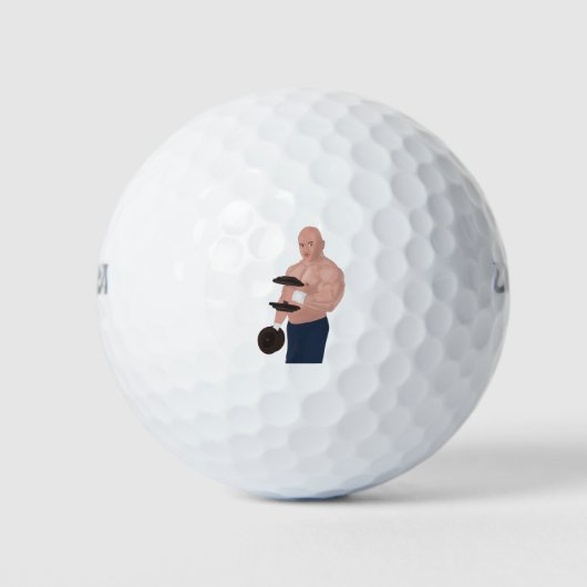 A bodybuilder daddy training with dumbbells golfballen (Voorkant)