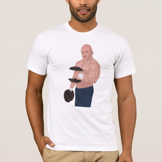 A bodybuilder daddy training with dumbbells t-shirt (Voorkant)