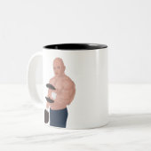 A bodybuilder daddy training with dumbbells tweekleurige koffiemok (Voorkant links)