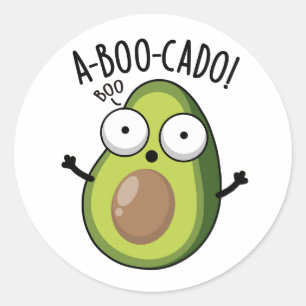 A-boe-ka-do Grappige Avocadoverschrikkingspuns Ronde Sticker