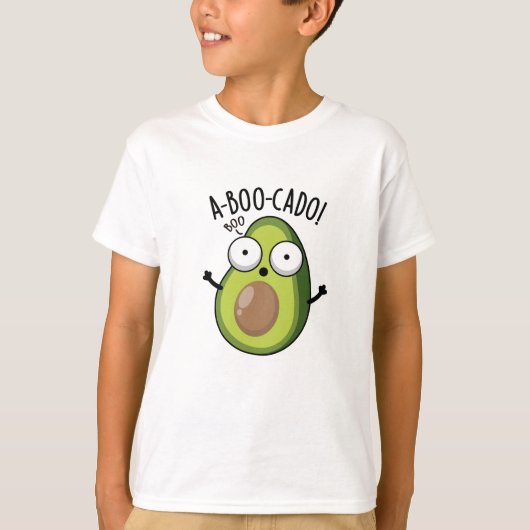 A-boe-ka-do Grappige Avocadoverschrikkingspuns T-shirt (Voorkant)