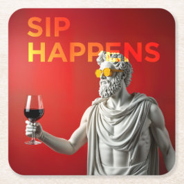 A bold and modern “Sip Happens” coaster Kartonnen Onderzetters