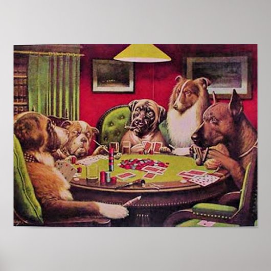 A Bold Bluff, Dogs Playing Poker, Poster (Voorkant)