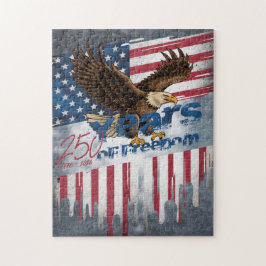 A bold, distressed illustration of an eagle legpuzzel