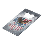 A bold illustration of an american eagle creditkaart flessenopener (Achterkant Gekanteld)