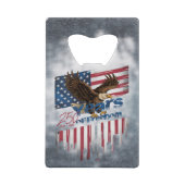 A bold illustration of an american eagle creditkaart flessenopener (Achterkant)