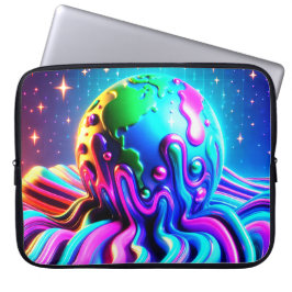 A Bold Multi-Colored Earth on an Electronics Bag Laptop Sleeve
