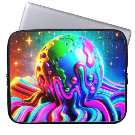 A Bold Multi-Colored Earth on an Electronics Bag Laptop Sleeve