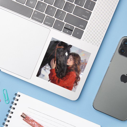 A Bond Between Souls Sticker (Laptop met iPhone)