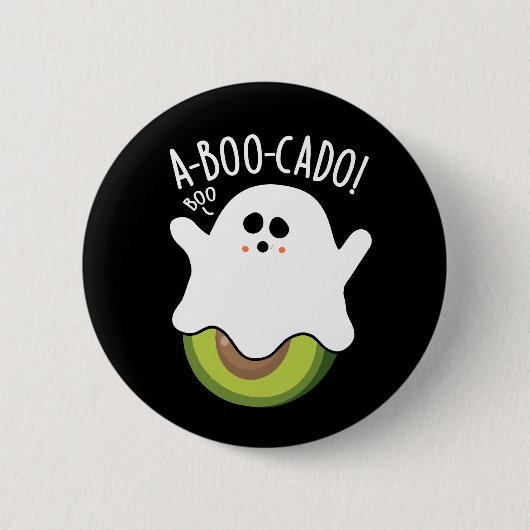 A-boo-cado Funny Avocado Pun Dark BG Ronde Button 5,7 Cm (Voorkant)