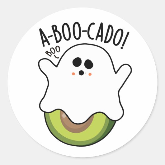 A-boo-cado Funny Avocado Pun Ronde Sticker (Voorkant)