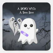 A BOO with a Boo Boo Halloween Ghost Vierkante Sticker (Voorkant)