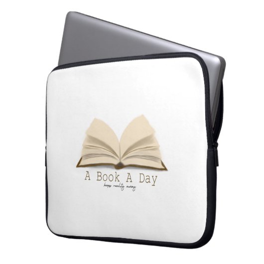 A Book A Day: Keeps Reality Away Electronics Bag Laptop Sleeve (Voorkant Links)