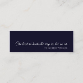 A Book is a Dream | Modern Blue Bookmark Design Mini Visitekaartje