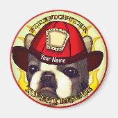 A Boston Terrier Firefighter Magneet (Voorkant)