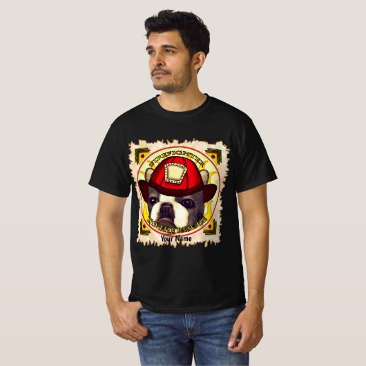A Boston Terrier Firefighter T-shirt (Voorkant volledig)