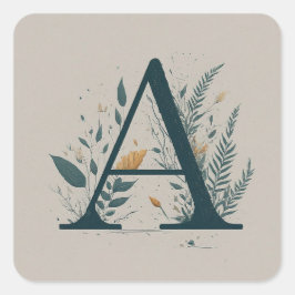 A Botanisch Monogram Vierkante Sticker