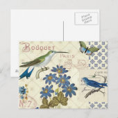 A Bouquet of Blue Flowers, Birds and Butterflies Briefkaart (Voorkant / Achterkant)