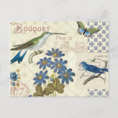 A Bouquet of Blue Flowers, Birds and Butterflies Briefkaart (Voorkant)