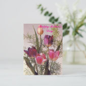 A bouquet of pink tulips in various shades,Happy M Briefkaart (Staand voorkant)