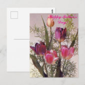 A bouquet of pink tulips in various shades,Happy M Briefkaart (Voorkant / Achterkant)