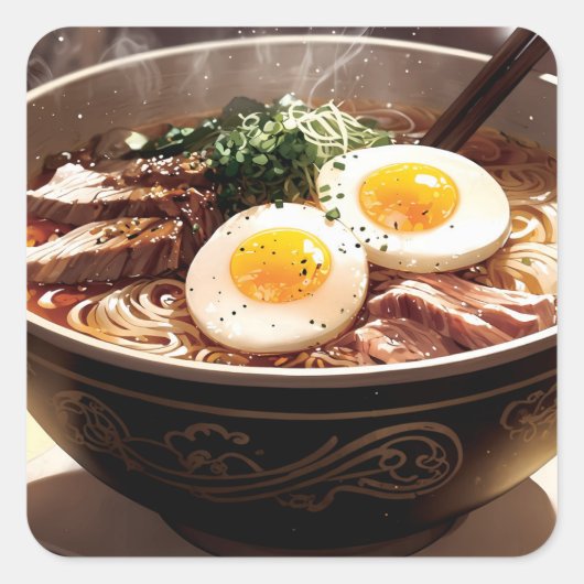 A bowl of noodles vierkante sticker (Voorkant)