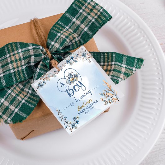 A Boy Is Brewing Tea Party Boy Baby shower Bedankjes Labels
