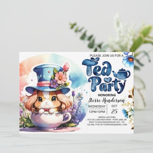 A Boy's Wonderland Tea Party Douche Kaart (Staand voorkant)