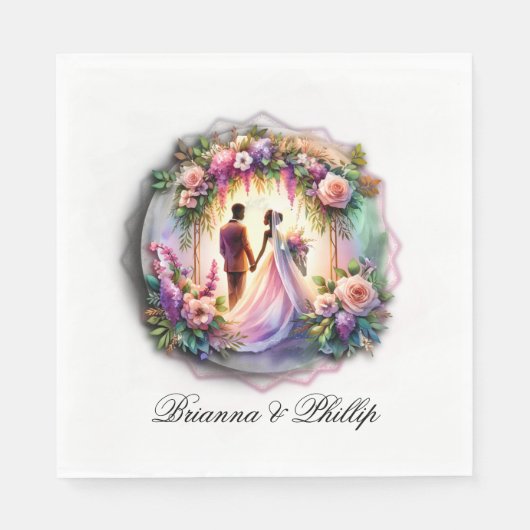 A Bride and Groom Moonlight Floral Wedding  Servet (Voorkant)