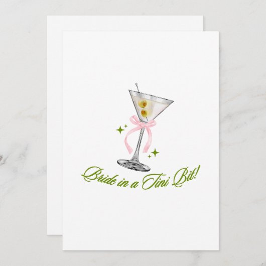 A Bride in a Tini Bit Martini Bachelorette Feestdagenkaart (Voorkant / Achterkant)