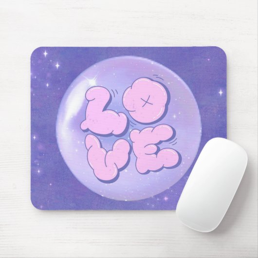 A Bright Bold mouse pad with a purple love design Muismat (Met muis)