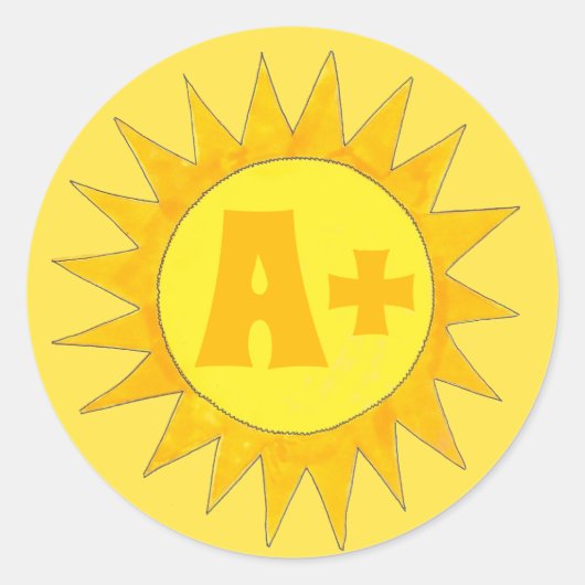 A+ Bright Student beloont gele soennitische leraar Ronde Sticker (Voorkant)