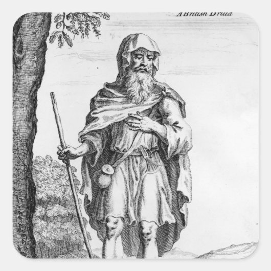 A British Druid, gegraveerd door van der Gucht, 17 Vierkante Sticker (Voorkant)