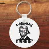 A-bro-ham Drinkin American Funny 4 juli Abe L Sleutelhanger (Voorkant)
