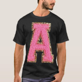 A - Bubblegum Glitter Varsity Letter Patches Stick T-shirt (Voorkant)