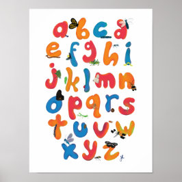 A Bug Collection Alphabet Children Wall Art Poster