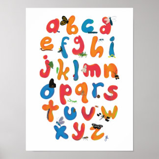A Bug Collection Alphabet Children Wall Art Poster