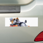 A BULLDOG RIDING BIKE BUMPERSTICKER (Op auto)