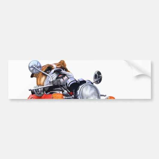 A BULLDOG RIDING BIKE BUMPERSTICKER (Voorkant)