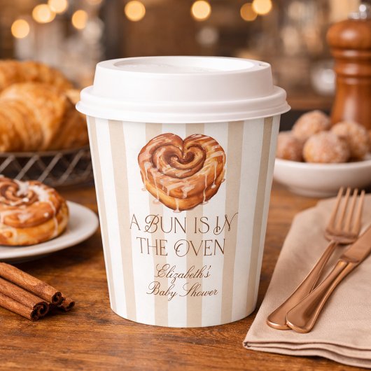 A Bun in the Oven Cinnamon Roll Theme Baby Shower Papieren Bekers