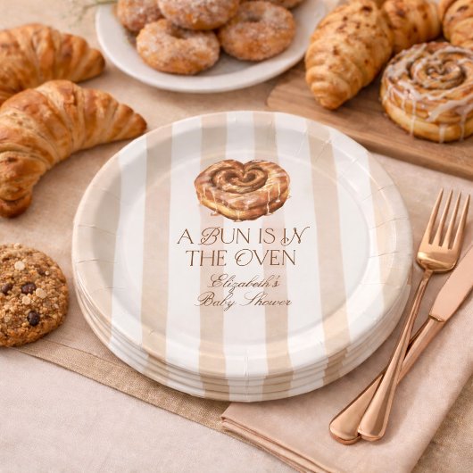 A Bun in the Oven Cinnamon Roll Theme Baby Shower Papieren Bordje