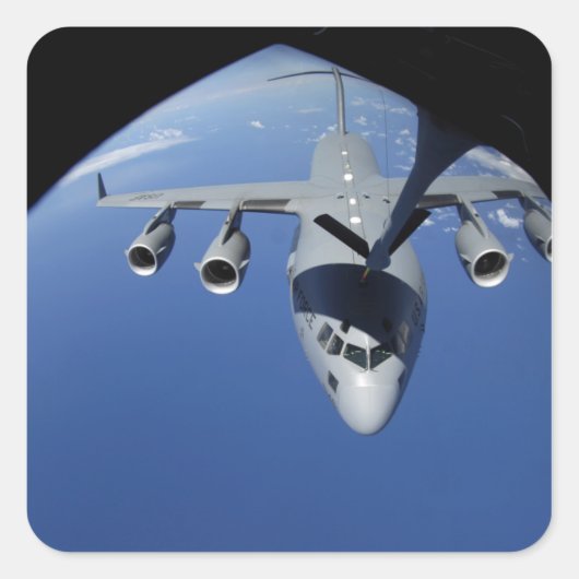 A C-17 Globemaster III ontvangt brandstof 2 Vierkante Sticker (Voorkant)