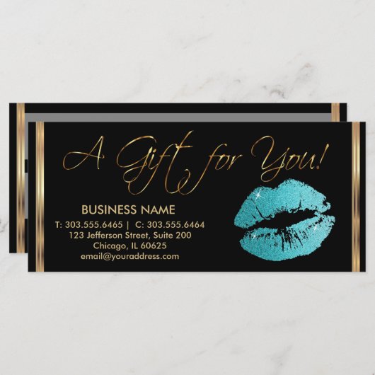 *A Cadeaubon  Blauwgroen lipstick (Voorkant / Achterkant)