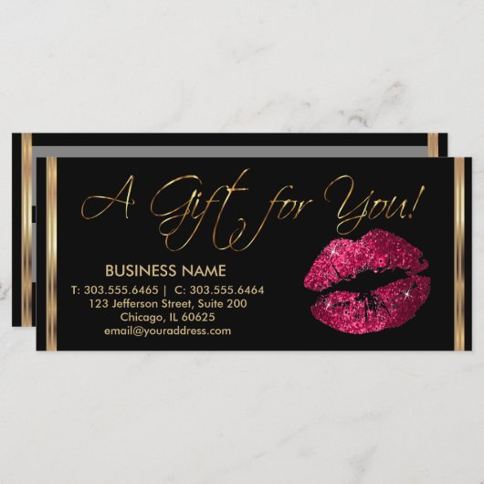 *A Cadeaubon Hot Pink lipstick Business (Voorkant / Achterkant)