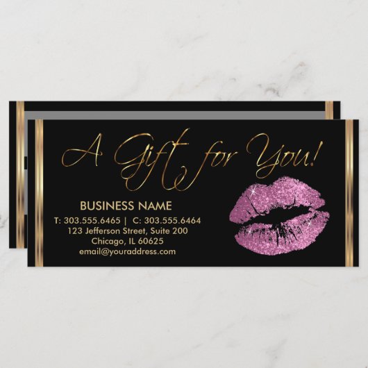 *A Cadeaubon voor roze lipstick Business 2 (Voorkant / Achterkant)